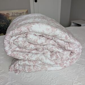 Rachel Zoe Pink Floral Quilted Comforter Twin Cottagecore Shabby Chic 90x66